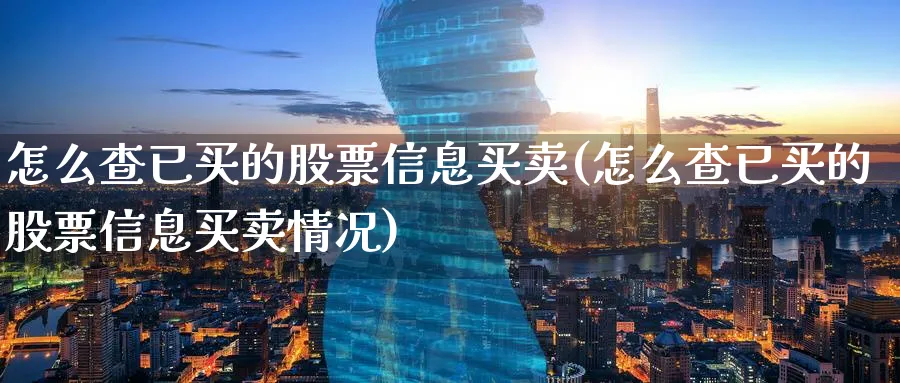 怎么查已买的股票信息买卖(怎么查已买的股票信息买卖情况)_https://www.ccsxhkc.com_贸易顺差_第1张